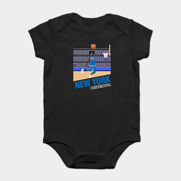 New York Basketball 8 bit pixel art cartridge design Baby Bodysuit by MulletHappens